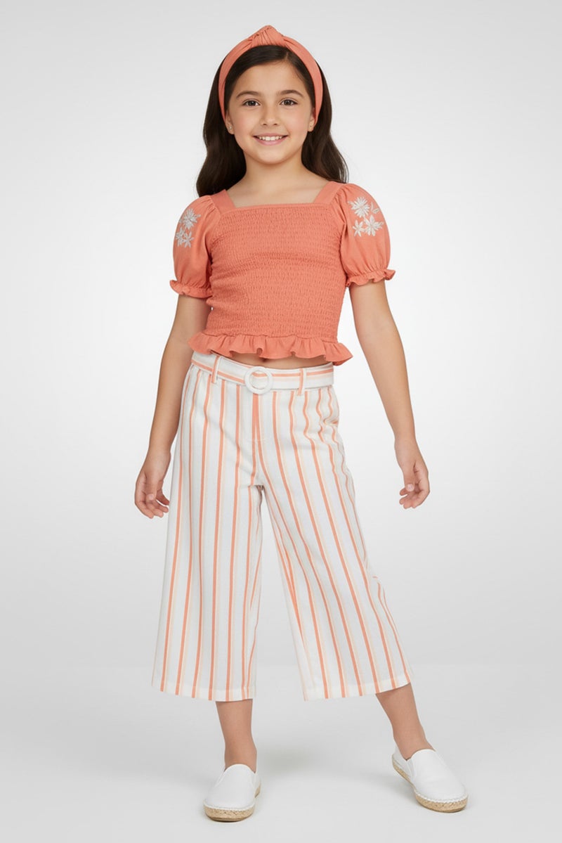 little lass طقم كديس للبنات 4 قطع بطباعة زهور مع رباط رأس، متعدد الألوان - Image 1